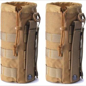 Set of 2 Water Bottles Pouch Bag, Tactical Drawstring Molle Water Bottle Holder